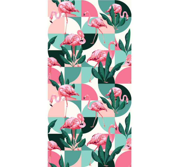 Flamingo Tropical Pattern jungle themed wallpaper - TenStickers
