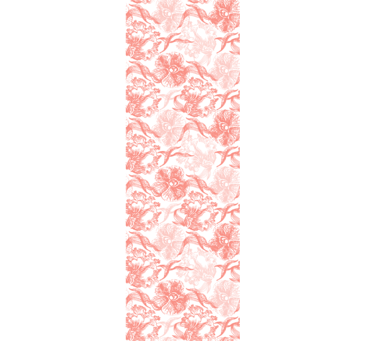 Engraving pink orchid Living Room Wallpaper - TenStickers