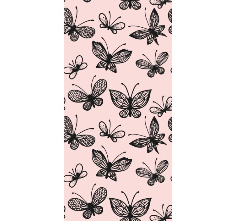 Black and pink pattern butterflies wallpaper - TenStickers