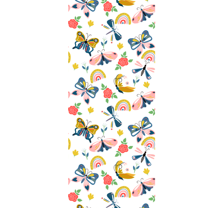 Rainbow with butterfly Nursery Wallpaper - TenStickers