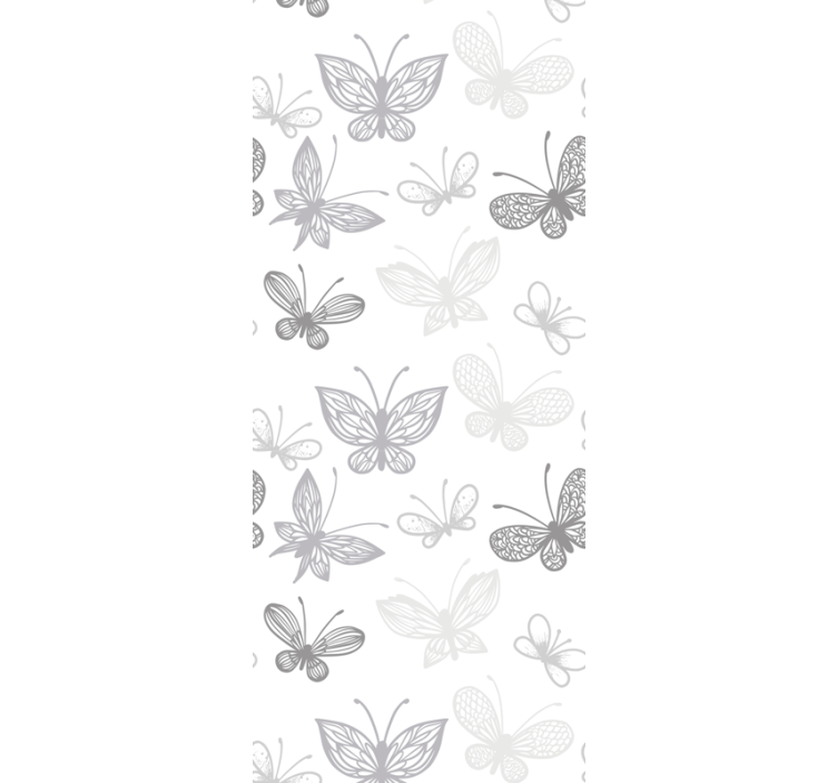 Elegant gray pattern butterflies wallpaper - TenStickers