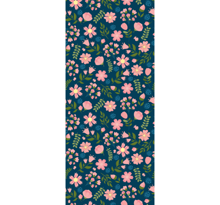 Pink and Blue Pattern flowers wallpaper - TenStickers