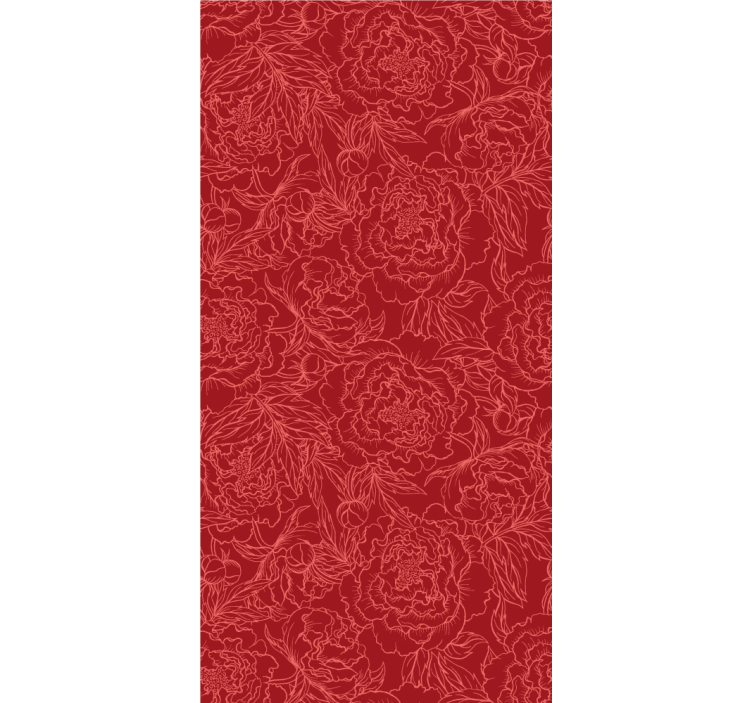 Red Outline Roses Pattern flowers wallpaper - TenStickers