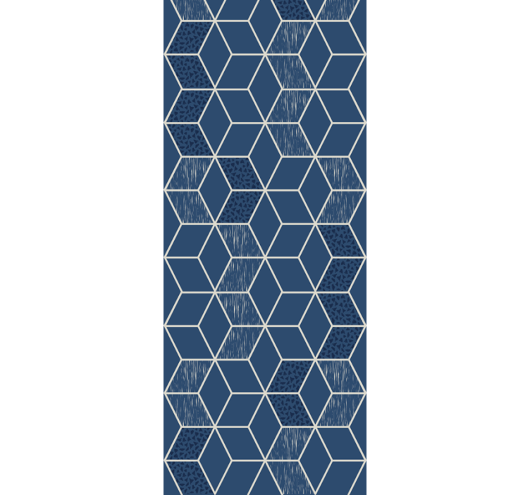 Blue honeycomb shape living area wallpaper - TenStickers