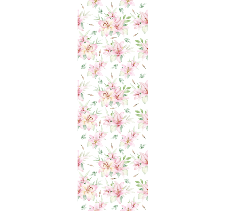 Pink watercolor lilies floral design wallpaper - TenStickers