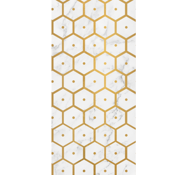 Hexagonal gold pattern marble wallpaper - TenStickers
