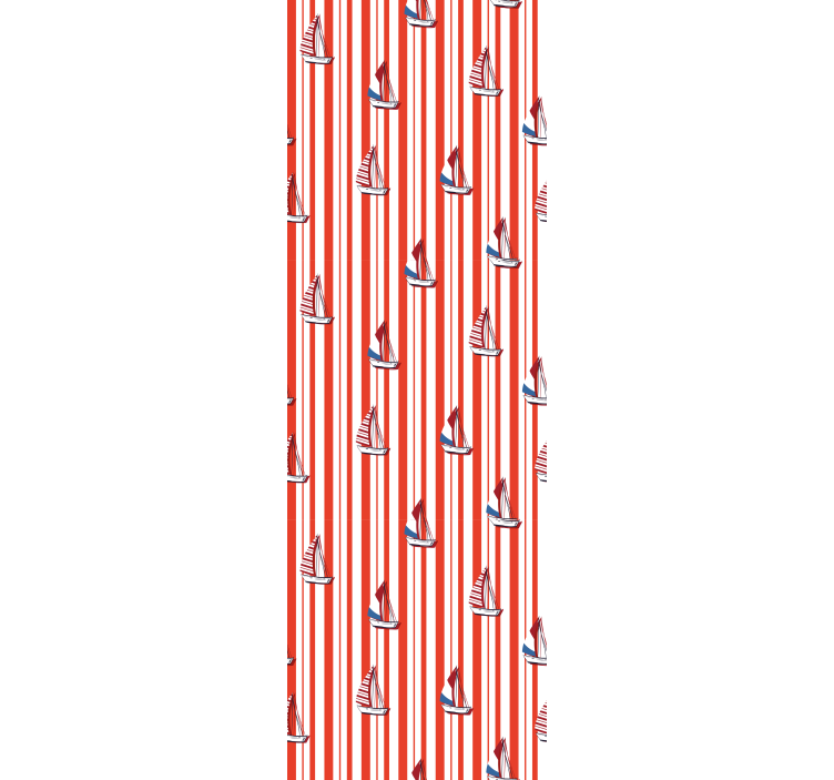 Sailboat red pattern wallpaper vertically striped - TenStickers