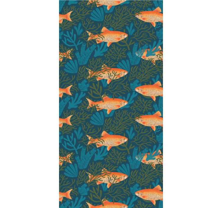 Realistic blue and orange motif fishes wallpaper - TenStickers
