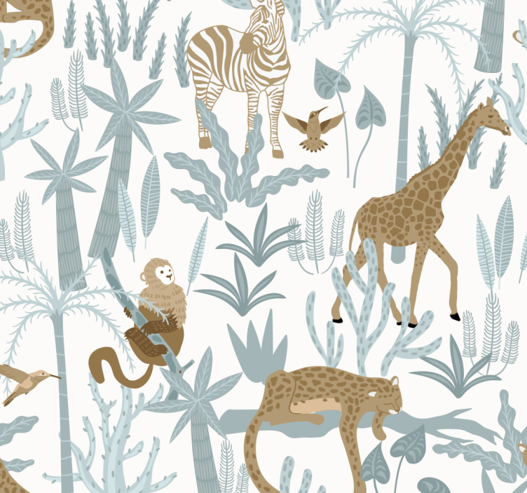 pastel color jungle pattern Wedding wallpaper - TenStickers