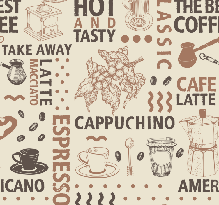 coffee pattern wallpaper for dining area - TenStickers