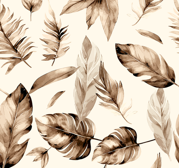 Beige foliage arrangement leaves wallpaper - TenStickers