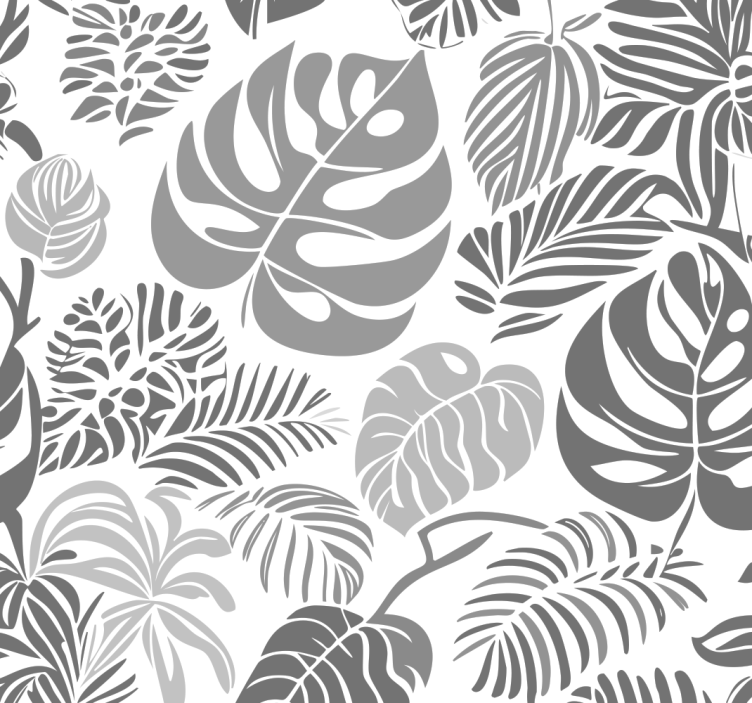 Monstera leaves grey wallpaper - TenStickers