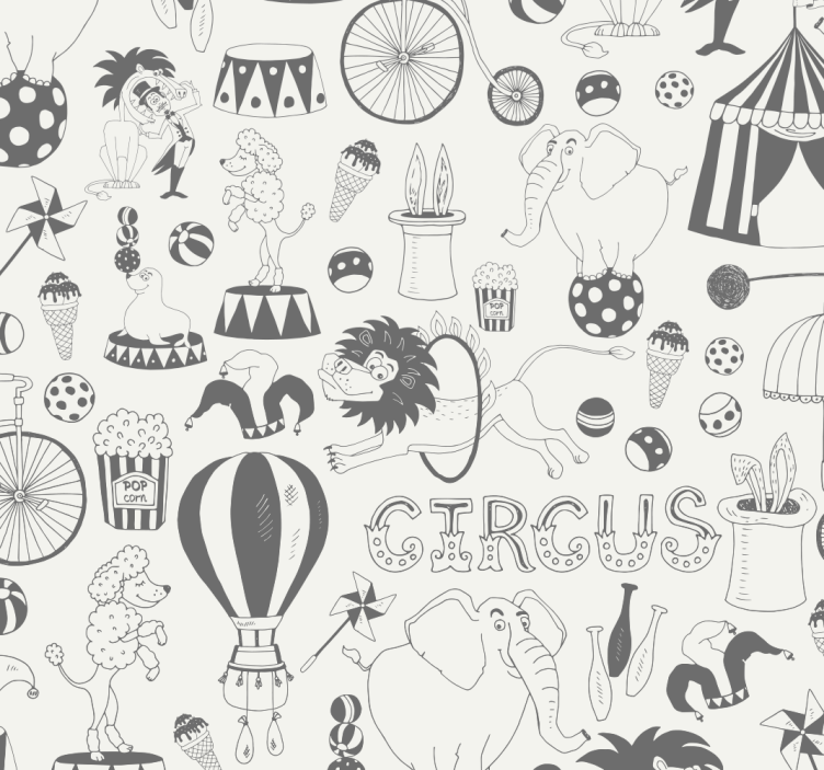 Circus Themed Print wallpaper childrens room - TenStickers