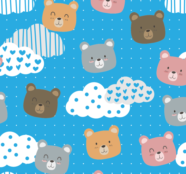 Bear Cloudscape Pattern cats wallpaper - TenStickers