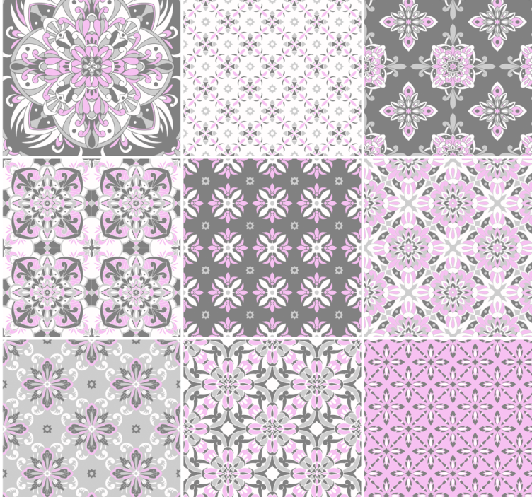 Tile-Patterned Motifs wallpaper effect tiles - TenStickers
