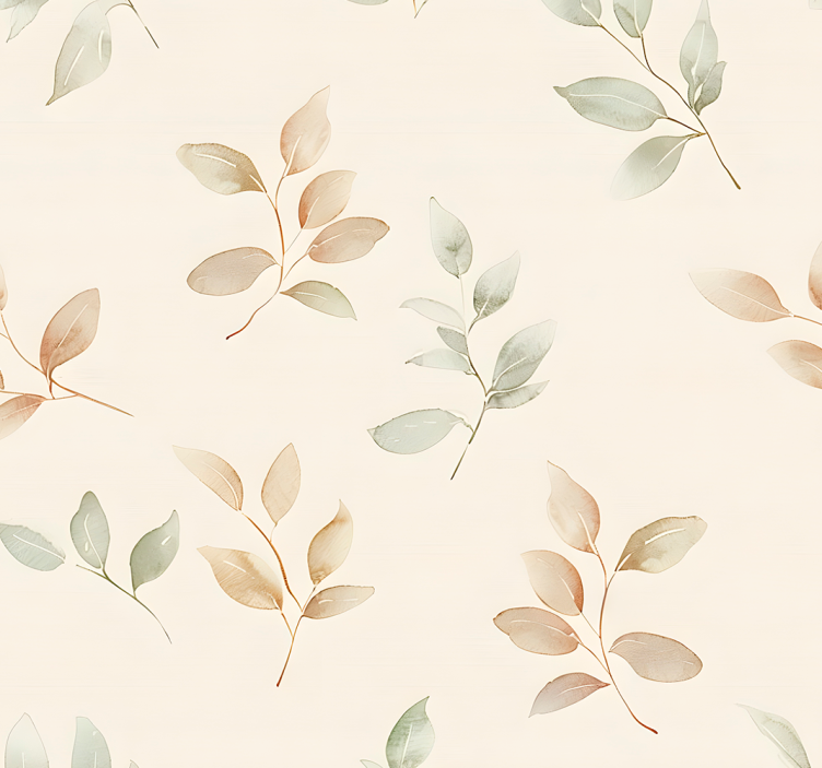 Beige leaves design entrance wallpaper - TenStickers
