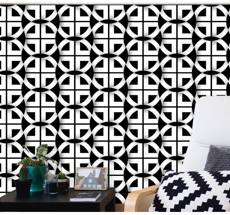3D black and white Wallpaper - TenStickers
