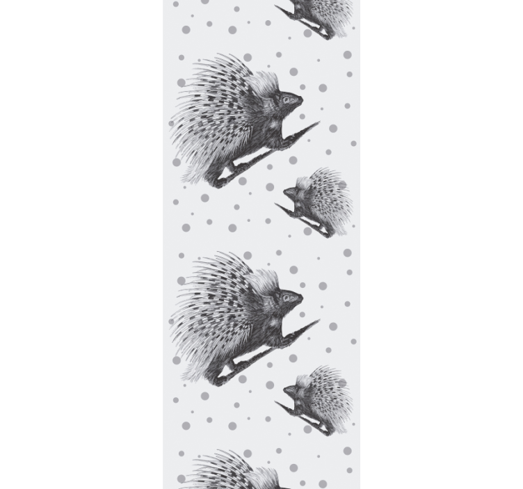 Hedgehog grey motif animal wallpaper - TenStickers