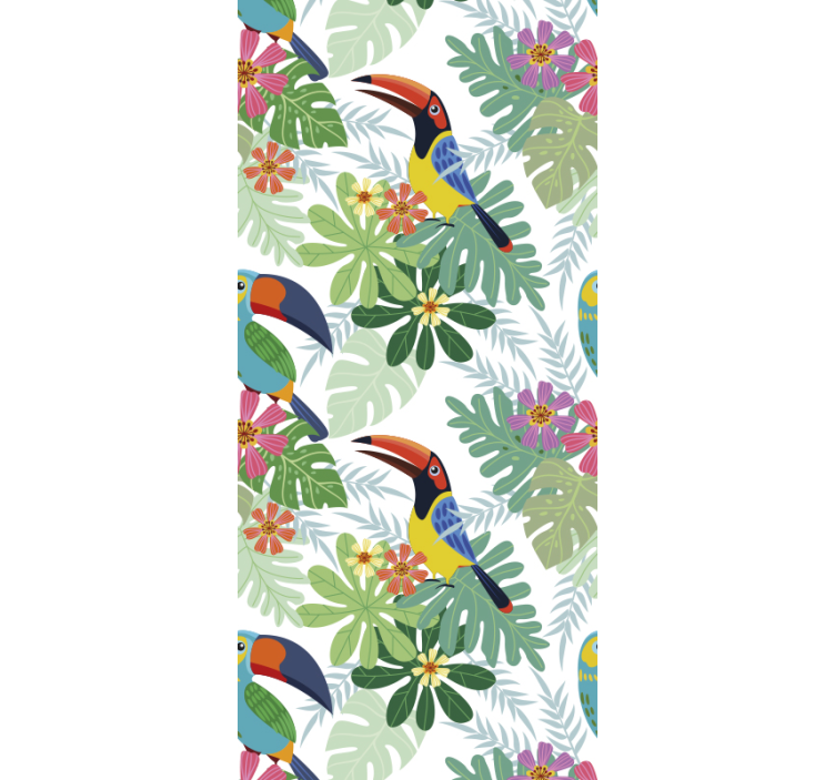 parrots and toucans leaf wallpaper - TenStickers