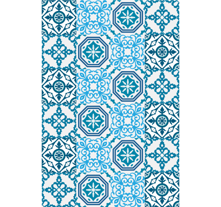 Blue tiles wallpaper roll - TenStickers