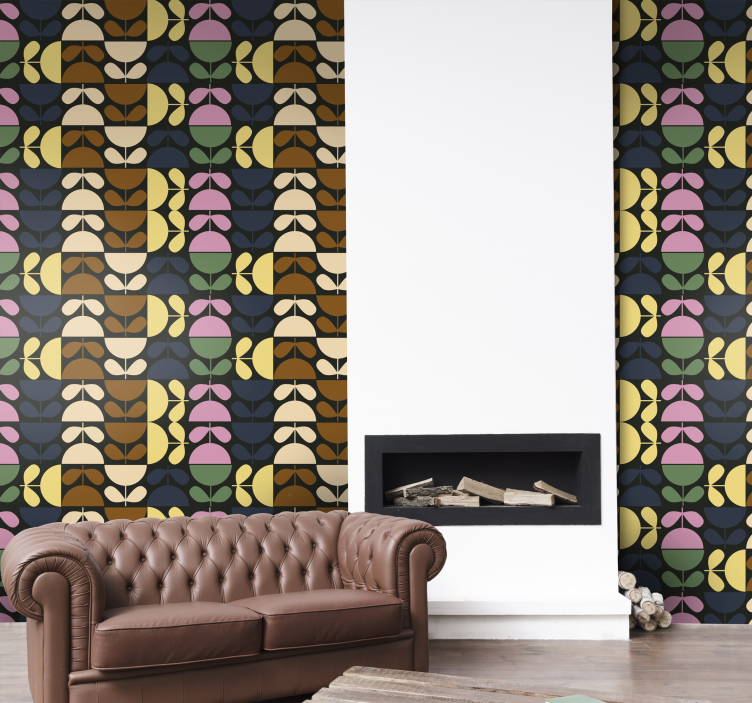 Stylized Leaf Patterns floral wallpaper - TenStickers