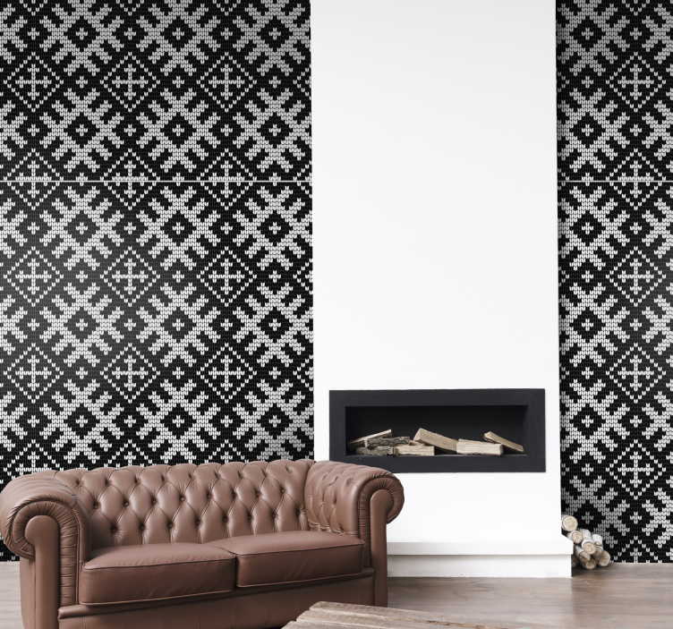 Black and white Christmas pattern goemetric wallpaper - TenStickers