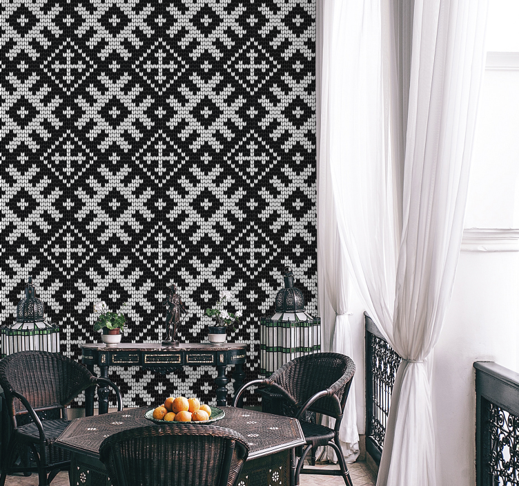 Black and white Christmas pattern goemetric wallpaper - TenStickers
