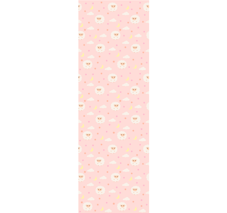 Pink sky with sheep Childrens Wallpaper - TenStickers