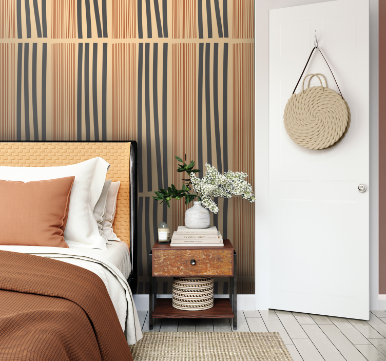 Boho stripes design living area wallpaper - TenStickers