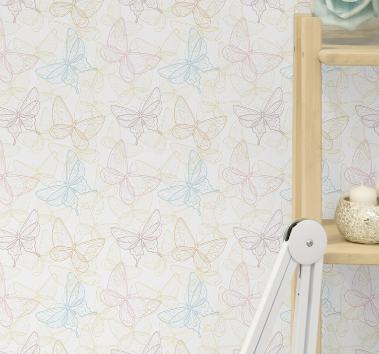 Bathroom wallpaper multicolored butterfly - TenStickers
