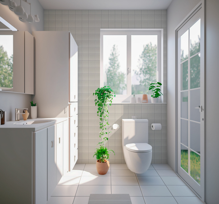 White Tiles Tile Wallpaper - TenStickers