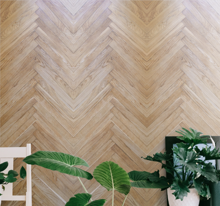 Warm brown herringbone pattern wallpaper - TenStickers