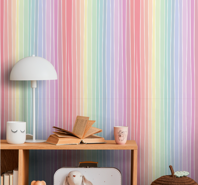 Watercolor vertical rainbow stripes wallpaper - TenStickers