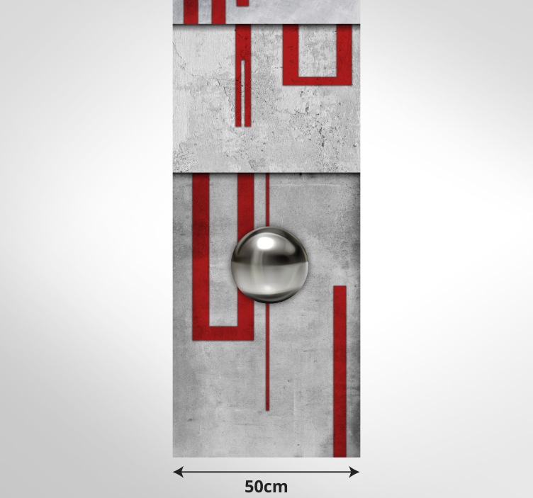 Concrete, red frames and white knobs Wallpaper - TenStickers