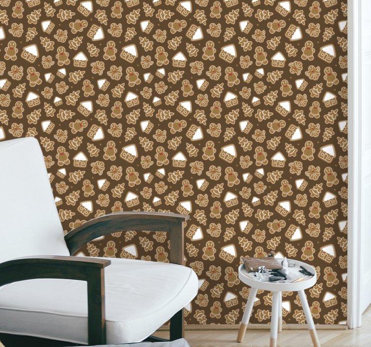 Gingerbread Patterns holiday christmas wallpaper - TenStickers