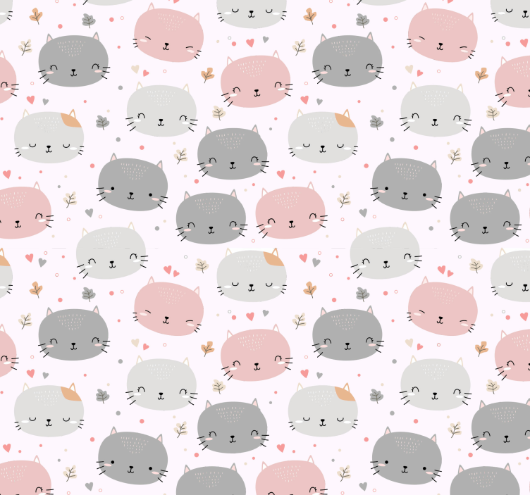 Adorable Cat Pattern cats wallpaper - TenStickers