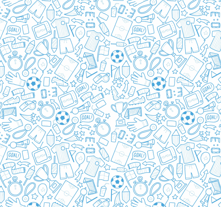 Sports Doodle Pattern nursery room wallpaper - TenStickers