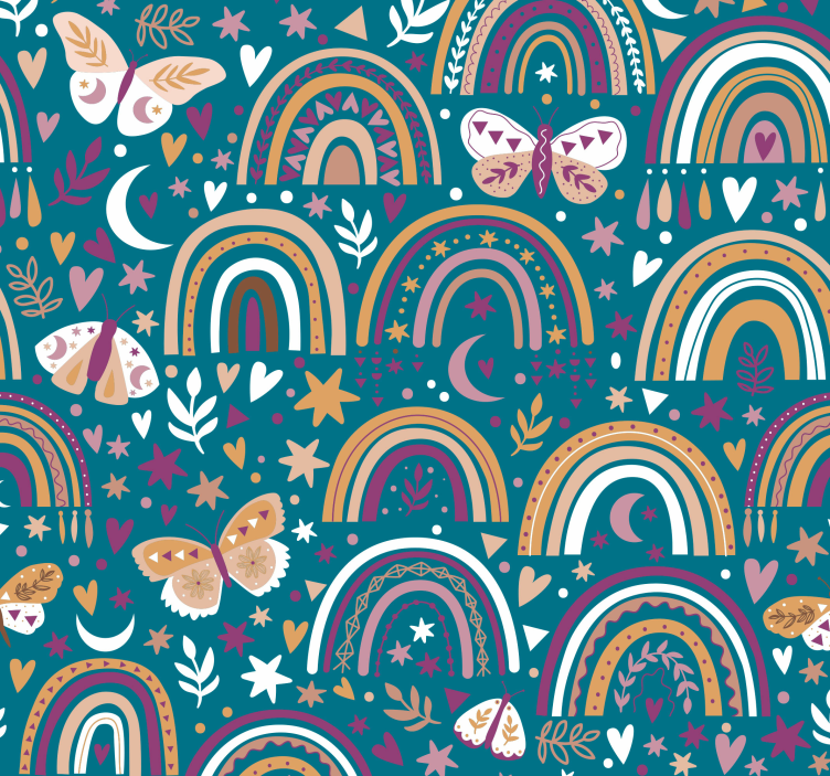 Bohemian Rainbow Motif wallpaper childrens room - TenStickers