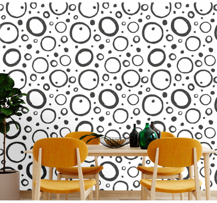 Black abstract bubbles Spotty Wallpaper - TenStickers
