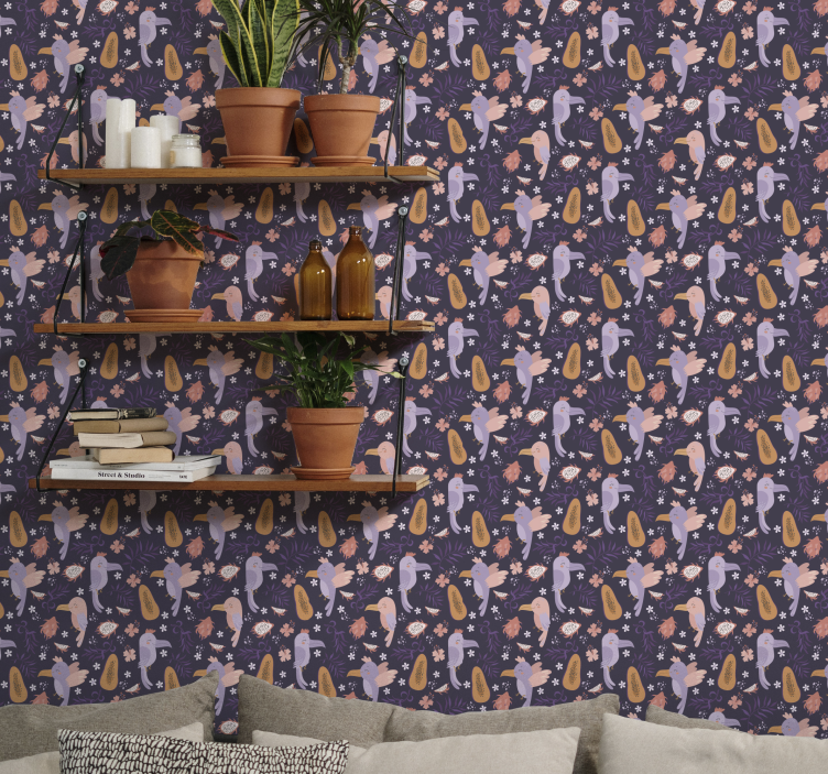 Tropical Bird Pattern animals wallpaper - TenStickers