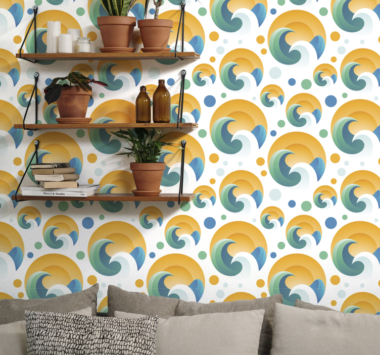 70's sun pattern retro wallpaper - TenStickers