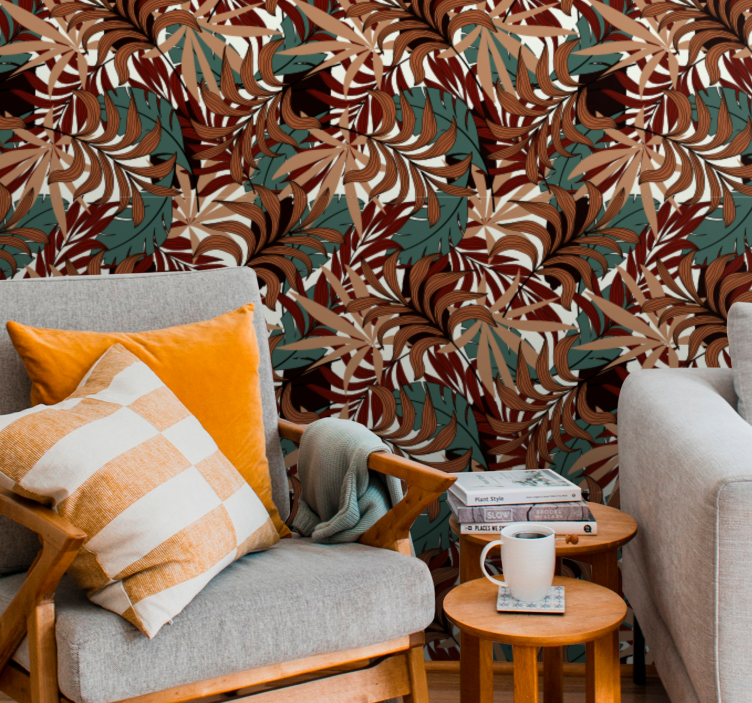 Abstract Botanical Mural leaves wallpaper - TenStickers