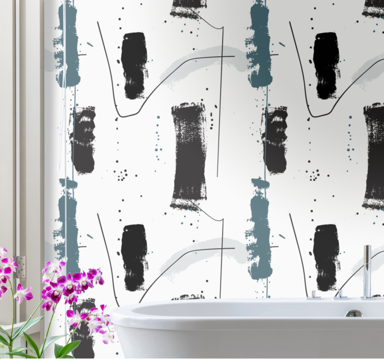 Abstract Brush Strokes bathroom wallpaper - TenStickers