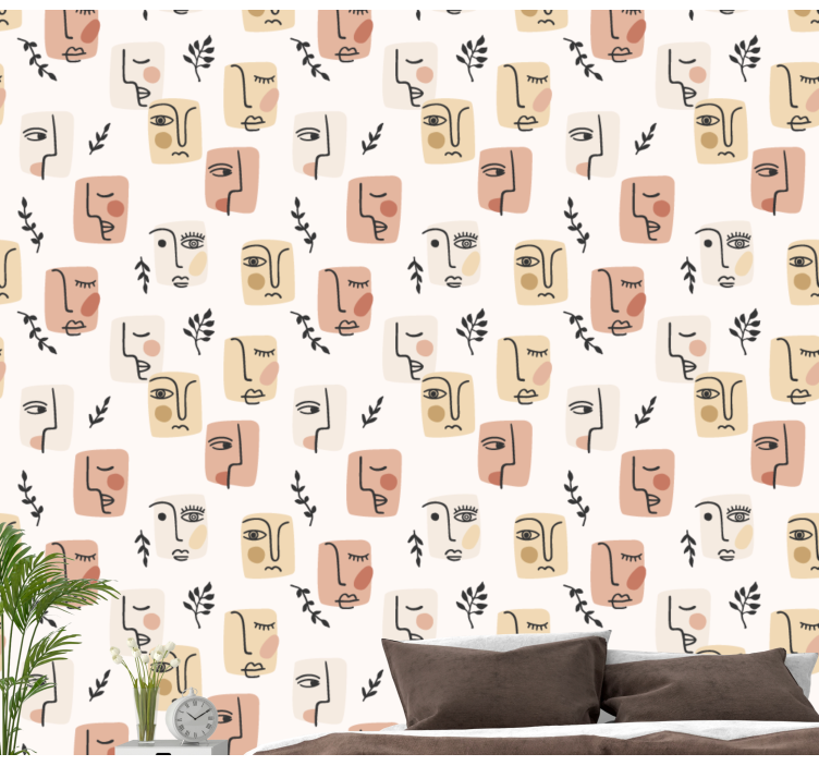 Abstract Facial Patterns art wallpaper - TenStickers