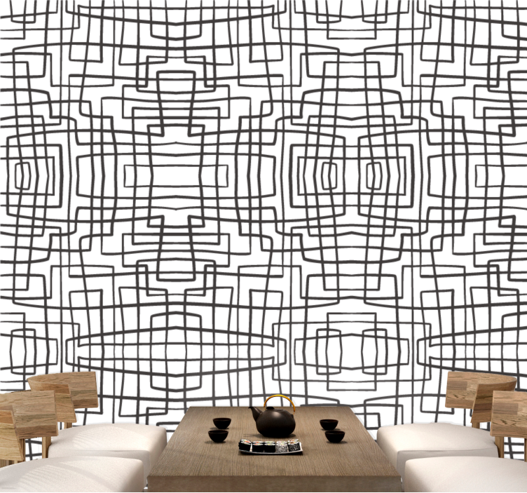 Abstract Line Pattern wallpaper for dining area - TenStickers