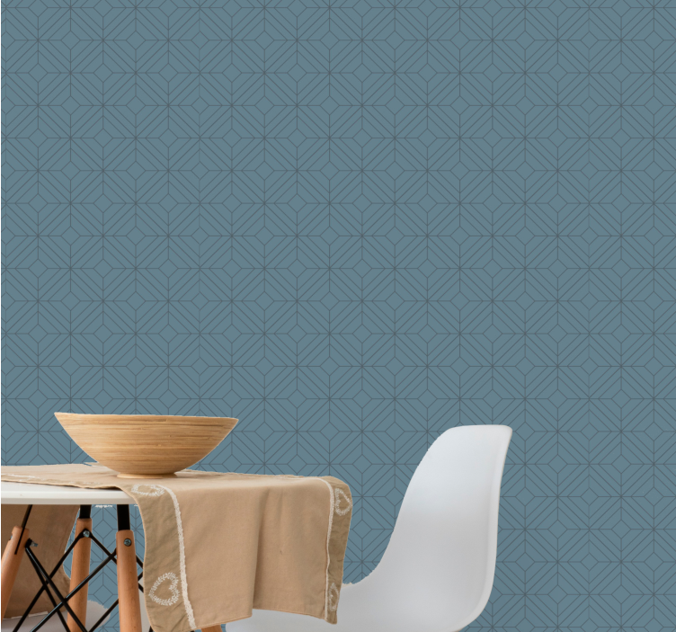 Art déco blue lines wallpaper geometric - TenStickers