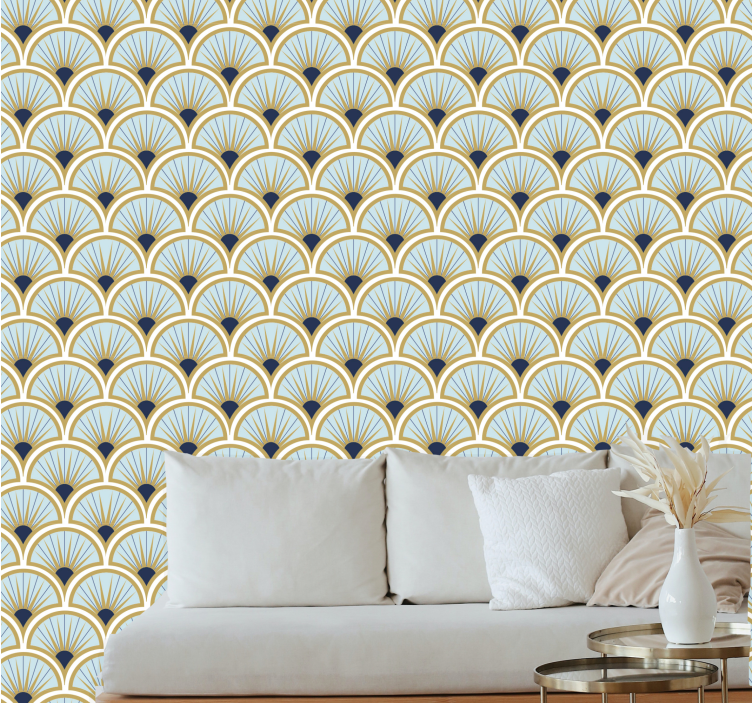 Art deco blue shades Tile Wallpaper - TenStickers