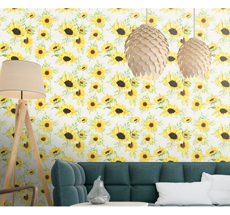 Beautiful watercolor sunflower wallpaper  wallpaper - TenStickers