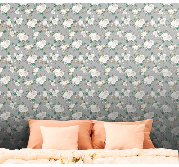 Beautiful seamless  flower pattern wallpaper - TenStickers