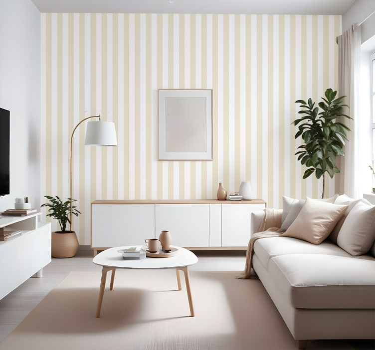 Beige colour wallpaper vertically striped - TenStickers